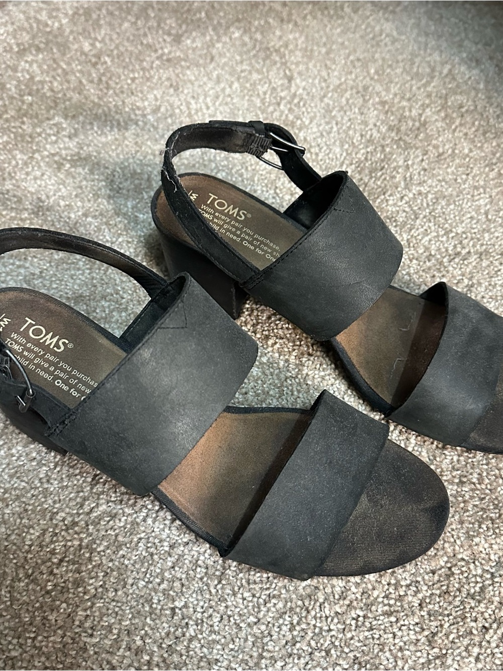 TOMS Black Two-Band Slingback Sandals